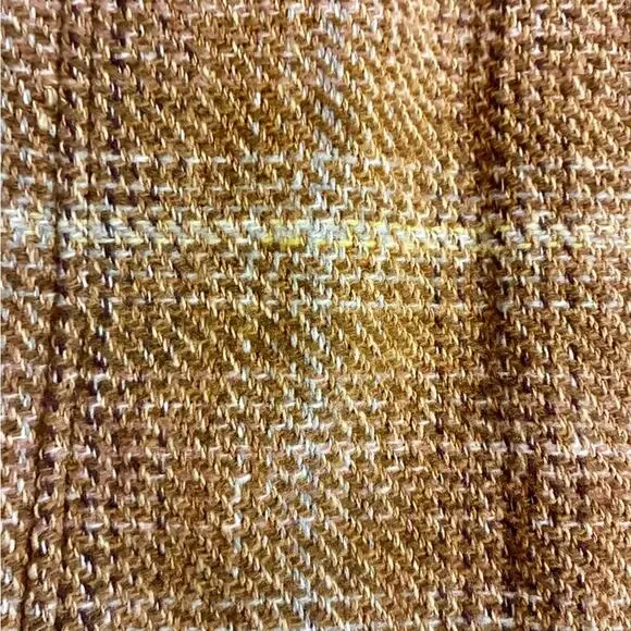 Warm Camel Plaid Tweed Wool Blend Mini Skirt• Size 0 Classic Heritage Academia - Picture 4 of 7